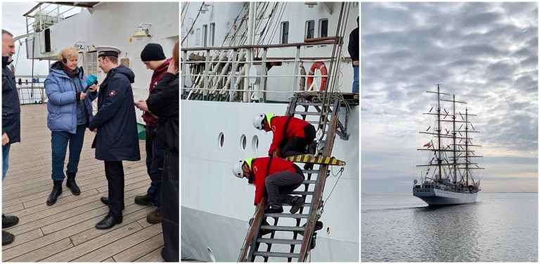 "Dar Młodzieży" wypływa z Gdyni, 02.03.2026 r. (fot. Radio Gdańsk/Anna Rębas)