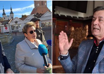 Kamil Kaczmarek i Marzenna Osowicka, opozycyjni radni z Chojnic i Arseniusz Finster, burmistrz miasta (fot. Radio Gdańsk/Maria Sowisło)