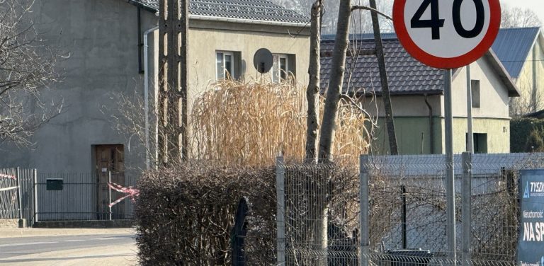 Tuż przed zakrętem w Dębnicy Kaszubskiej obowiązuje ograniczenie prędkości do 40 km/h (fot. Radio Gdańsk/Łukasz Kosik)