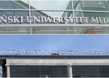 Porównanie brandingu obu uczelni (fot. UMed, Radio Gdańsk/Michał Karcz)