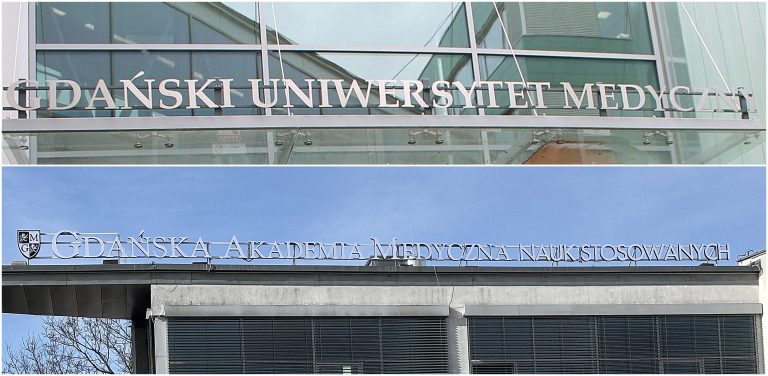 Porównanie brandingu obu uczelni (fot. Radio Gdańsk/Michał Karcz / GUMed)