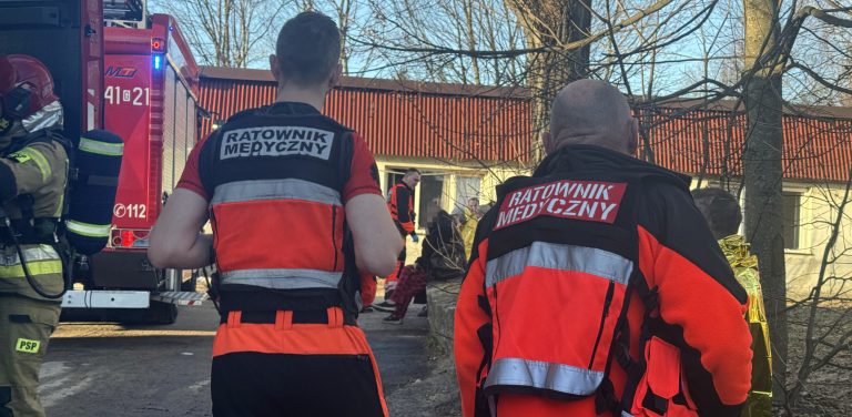 Pożar przy ul. Lelewela w Słupsku, 01.03.2026 r. (fot. Radio Gdańsk/Łukasz Kosik)