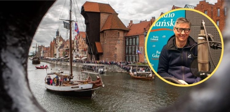 Zdjęcie w tle: żaglowiec Antica na Motławie w Gdańsku (fot. Anna Rezulak/KFP) / Na zdjęciu w ramce: Mirosław Wąsowicz (fot. Radio Gdańsk/Anna Rębas)
