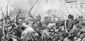 Insurekcja warszawska, szkic Juliusza Kossaka (mat. Wikimedia Commons/Wielkopolska Biblioteka Cyfrowa)