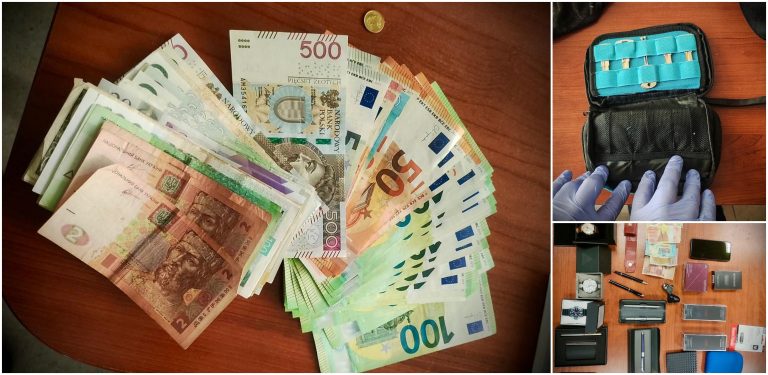 Pieniądze, biżuteria i wytrychy znalezione przy obywatelu Mołdawii przez policję (fot. KMP w Gdańsku)