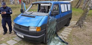 Wybuch gazu w samochodzie. Łeba, 19.04.2026 r. (fot. Sebastian Kluska)