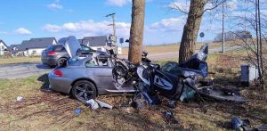 Wypadek w miejscowości Garczegorze, 03.04.2026 r. (fot. KPP w Lęborku)