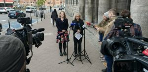 Katarzyna Kotula na konferencji po złożeniu zeznań jako świadek (fot. Radio Gdańsk)