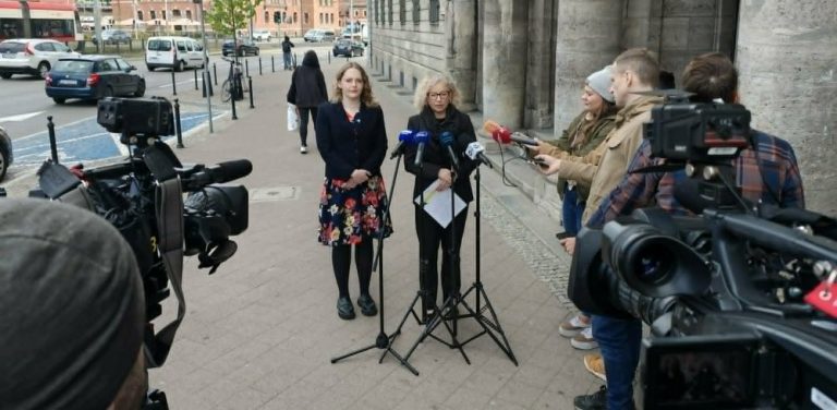 Katarzyna Kotula na konferencji po złożeniu zeznań jako świadek (fot. Radio Gdańsk)