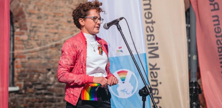VIII Trómiejski Marsz Równości. Nz. Magdalena Czarzyńśka-Jachim, wówczas wiceprezydentka Sopotu. Gdańsk, 27.05.2023 r. (fot. Jarosław Respondek / KFP)