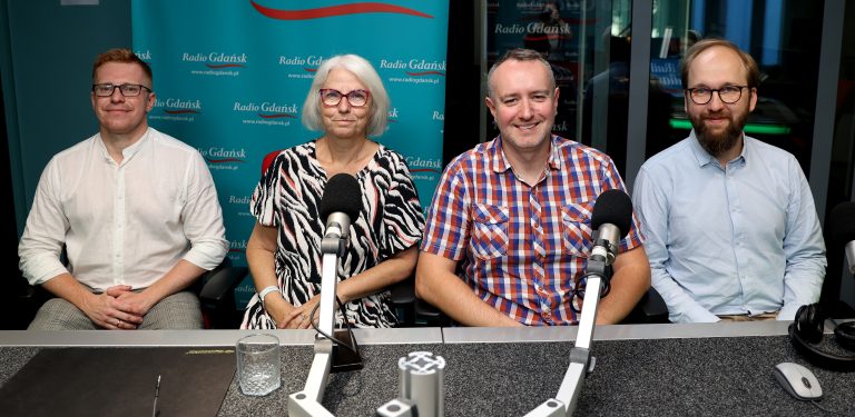 Andrzej Skiba, Joanna Sielińska, Karol Ważny, Jarosław Zawada w studiu Radia Gdańsk