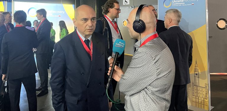 Basil Kerski i Kuba Kaługa na Konferencji na rzecz Odbudowy Ukrainy w Gdańsku