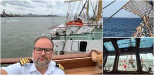 Komendant Daru Młodzieży Michał Sadowski. Polski żaglowiec wziął udział w uroczystej paradzie, która odbyła się w amerykańskim Norfolk (fot. Dar Młodzieży)