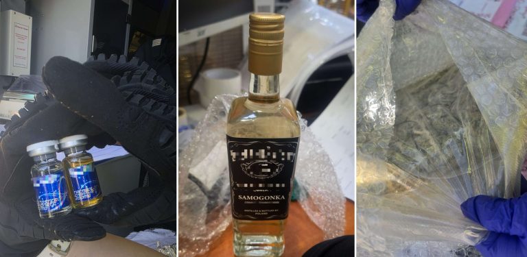 W paczkach były między innymi alkohol i narkotyki