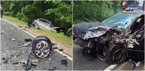 wypadek między Łebunią a Osowem Lęborskim na drodze wojewódzkiej nr 214
