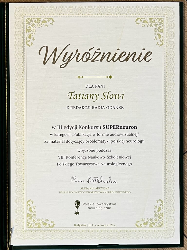 Tatiana Slowi otrzymała wyróżnienie w III edycji konkursu SUPERneuron
