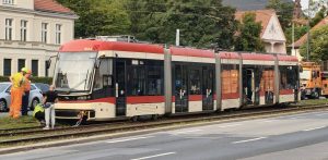 Wykolejony tramwaj w Gdańsku