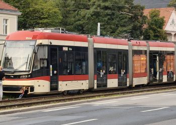 Wykolejony tramwaj w Gdańsku