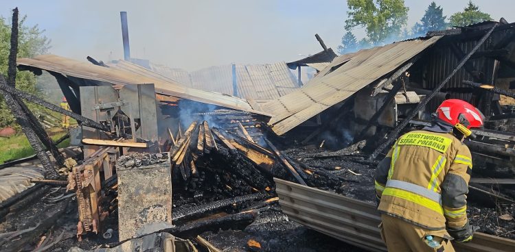 Pożar tartaku w Trzebieszynie