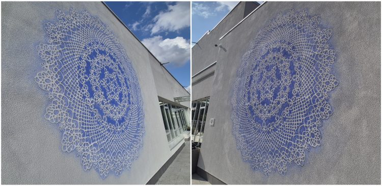 Koronkowy mural upamiętniający Jana Stawasza w Słupsku
