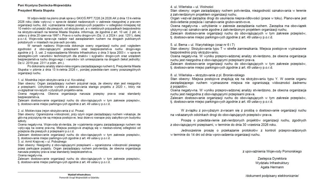 Wojewoda pomorska zakwestionowała lokalizację części miejsc postojowych w strefie płatnego parkowania