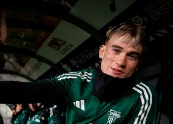 Igor Bambecki zdobył pierwszą bramkę dla Lechii w sezonie 2026/2027 (Fot. KFP/Mateusz Słodkowski)