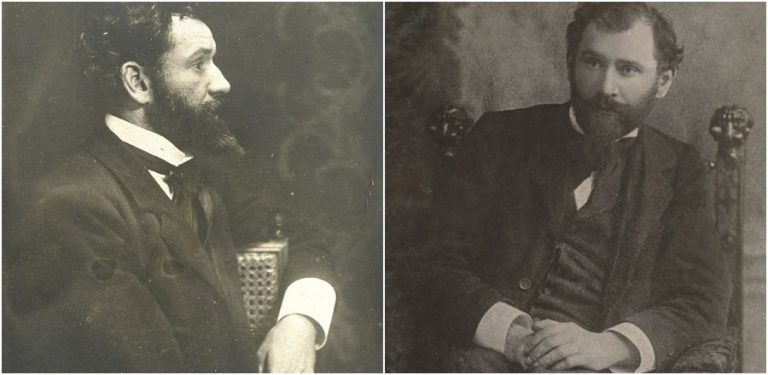 Od lewej: Stanisław Przybyszewski na zdjęciu wykonanym przez Łukasza Dobrzańskiego, Stanisław Przybyszewski około 1905Fot. domena publiczna, collage