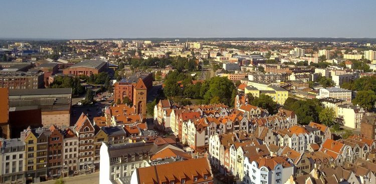 Na zdjęciu: rzut z lotu ptaka na starówkę w Elblągu