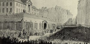 Wieszanie prawomocnie skazanych przywódców konfederacji targowickiej w Warszawie 9 maja 1794 (rys. Jan Piotr Norblin/Biblioteka Narodowa)