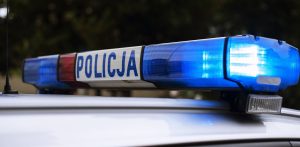 Świecący kogut policyjnego radiowozu
