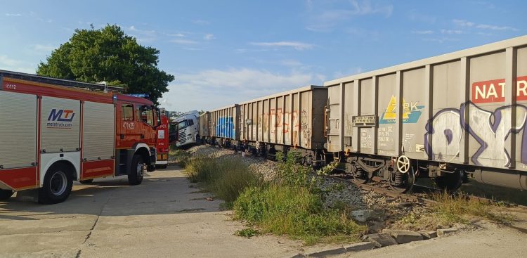 ciężarówka zderzyła się z pociągiem