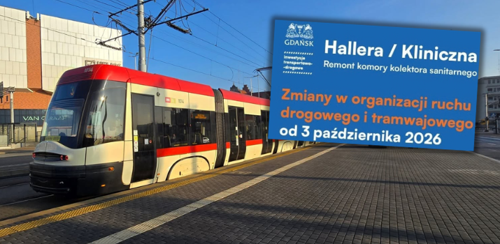 Na zdjęciu widoczny jest gdański tramwaj