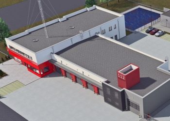 Wizualizacja nowej siedziby straży pożarnej, która będzie mieścić się w Grabnie